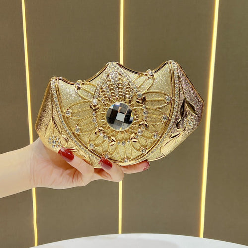 Blumeninspiriertes Strass-Abend-Clutch