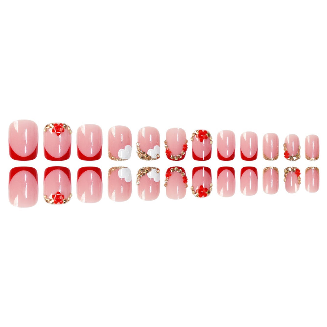 Elegantes Floral Press-On Nagelkunstset Karnz