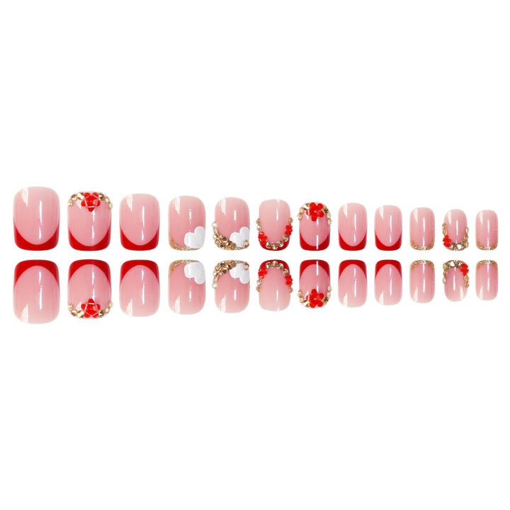Elegantes Floral Press-On Nagelkunstset Karnz