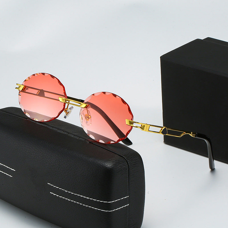 Damen runde Sonnenbrille mit einzigartigem Wellendesign und hochwertigem Metallrahmen Karnz