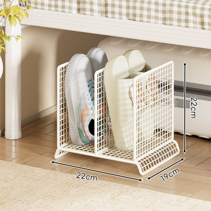 Vertikaler Mesh-Trennschuhregal für kompakte Unter-Bett- und Eingangsbereichspeicherung