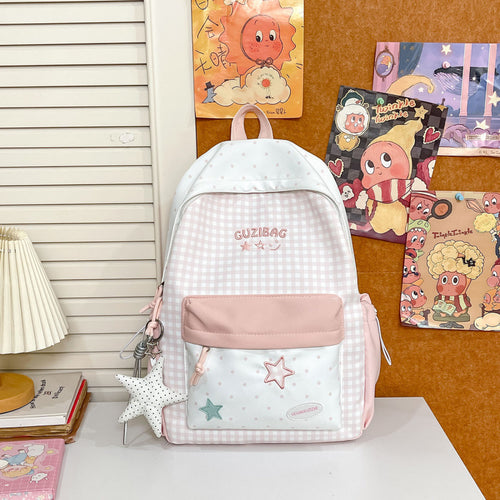 Stylischer Gingham-Muster Rucksack