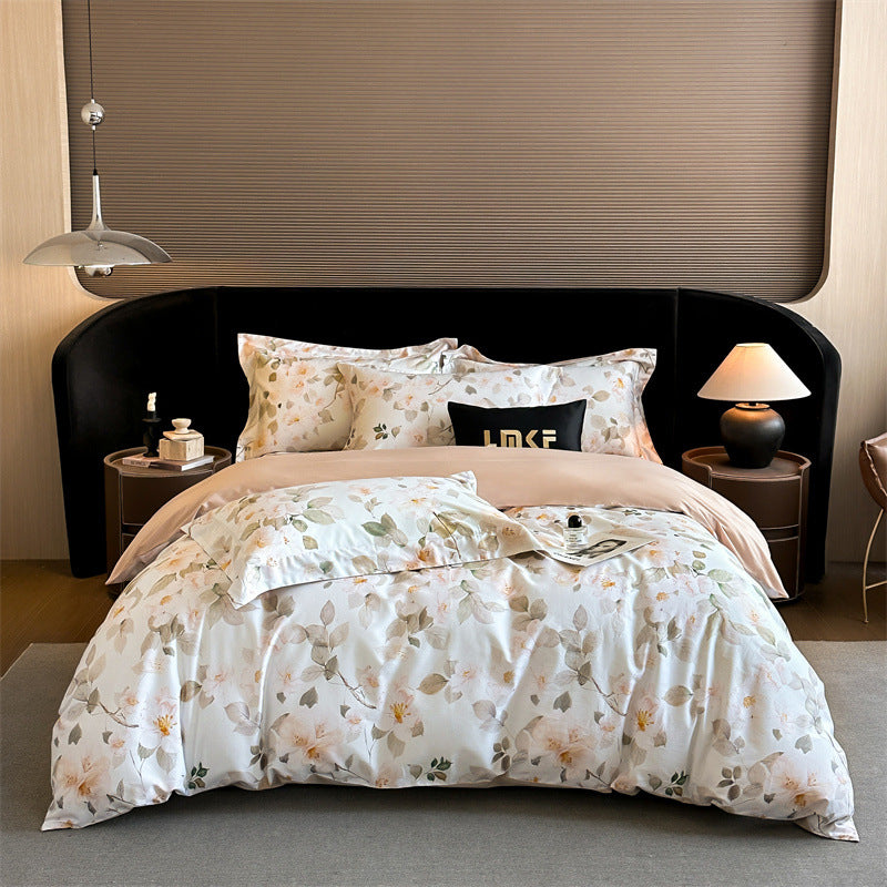 Elegantes Blumendruck Bettbezug Set
