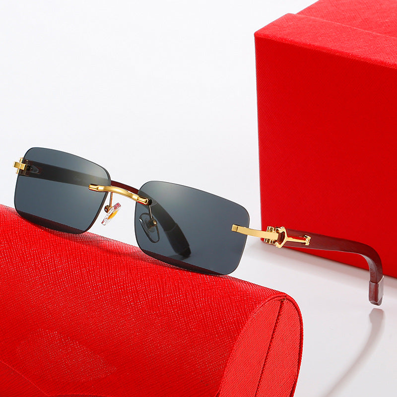 Damen modische Halbrahmen-Sonnenbrille mit luxuriösem Metall- und Kunststoffrahmen Karnz
