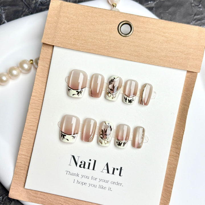 Elegante Floral Druck Press-On Nail Set