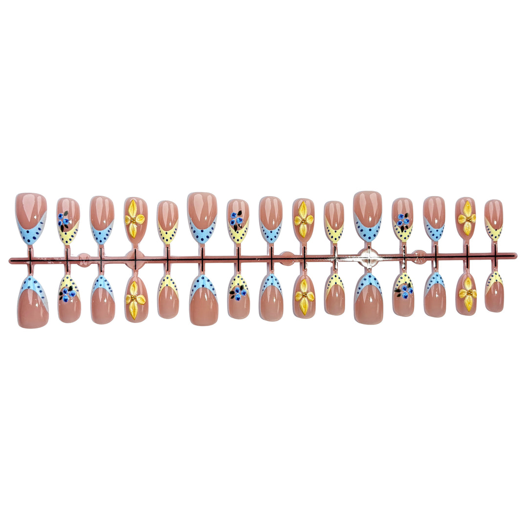 Elegantes Blumenmuster Press-On Nagelset