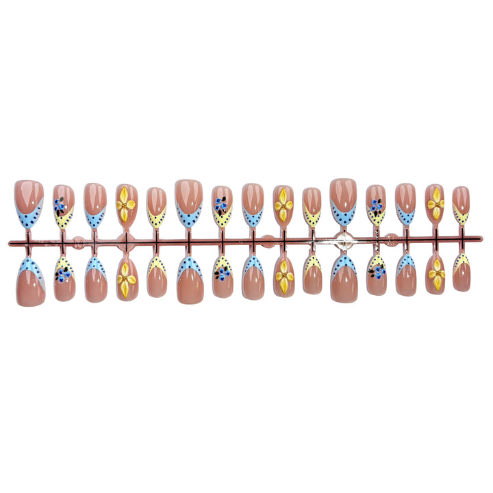 Elegantes Blumenmuster Press-On Nagelset