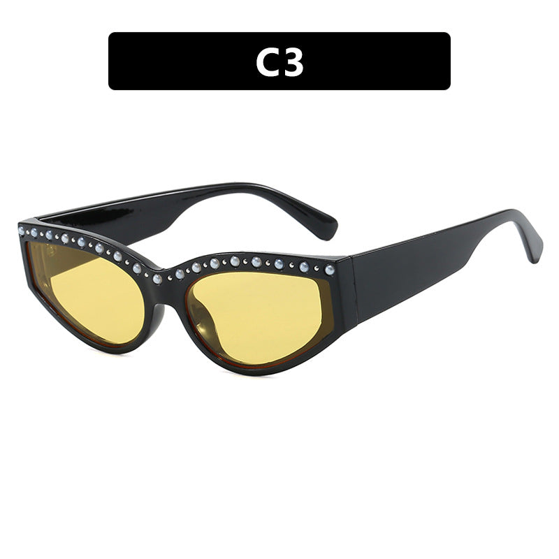 Damen Cat-Eye Sonnenbrille mit funkelndem Strassbesatz und animalischem Muster Karnz