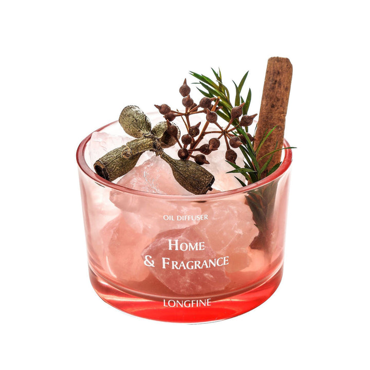 Glas Öl Diffusor Glas mit Himalaya-Salz-Kristall & botanischem Garnitur