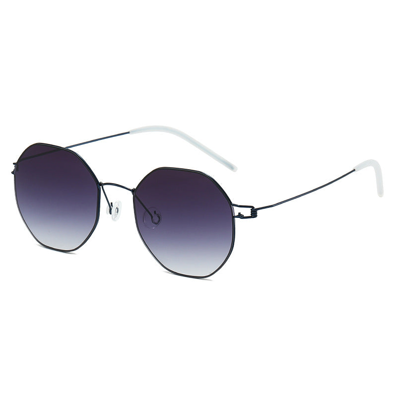 Damen geometrische Sonnenbrille mit hochwertigem Metallrahmen und verspiegelten Gläsern Karnz