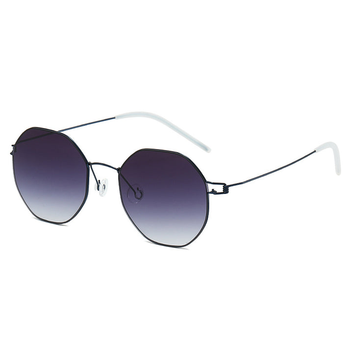Damen geometrische Sonnenbrille mit hochwertigem Metallrahmen und verspiegelten Gläsern Karnz