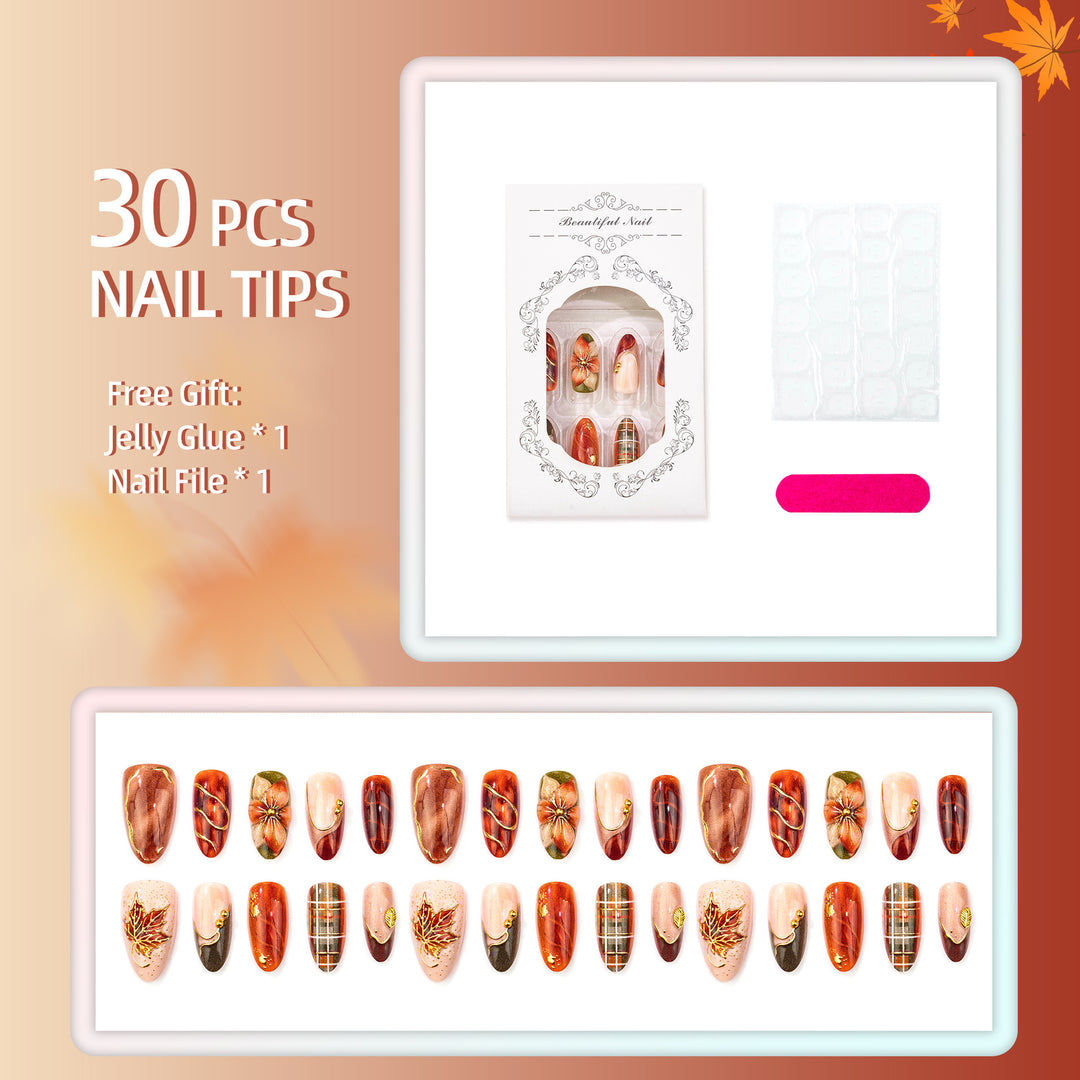 Herbst-inspiriertes manuelles Nail Art Set