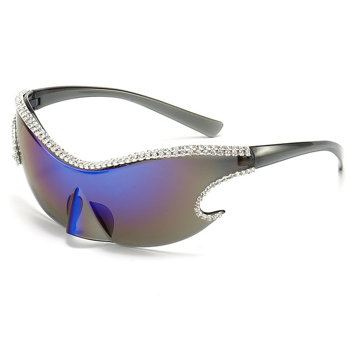 Damen Glamouröse Sonnenbrille mit funkelndem Strassbesatz Karnz