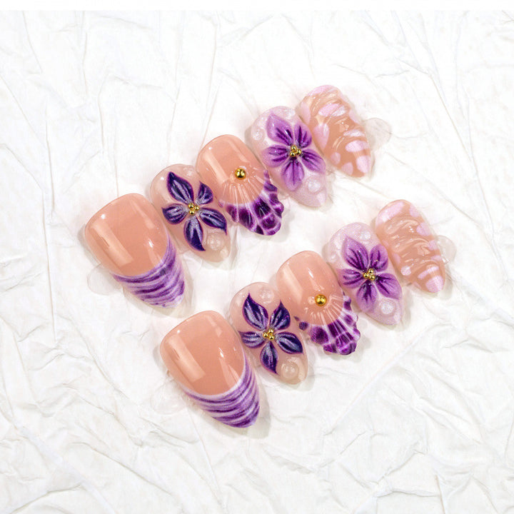 Florales Design Gel Press-On Nägel Set