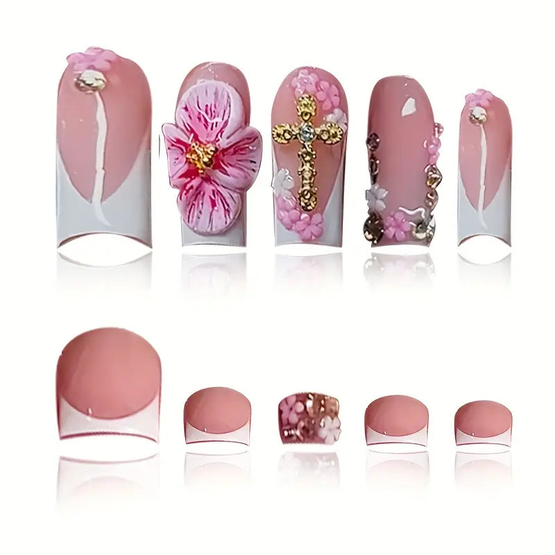 3D Floral Decorative Press-On Nails Set Karnz