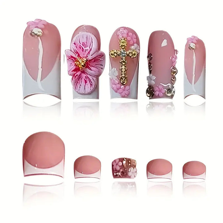 3D Floral Decorative Press-On Nails Set Karnz