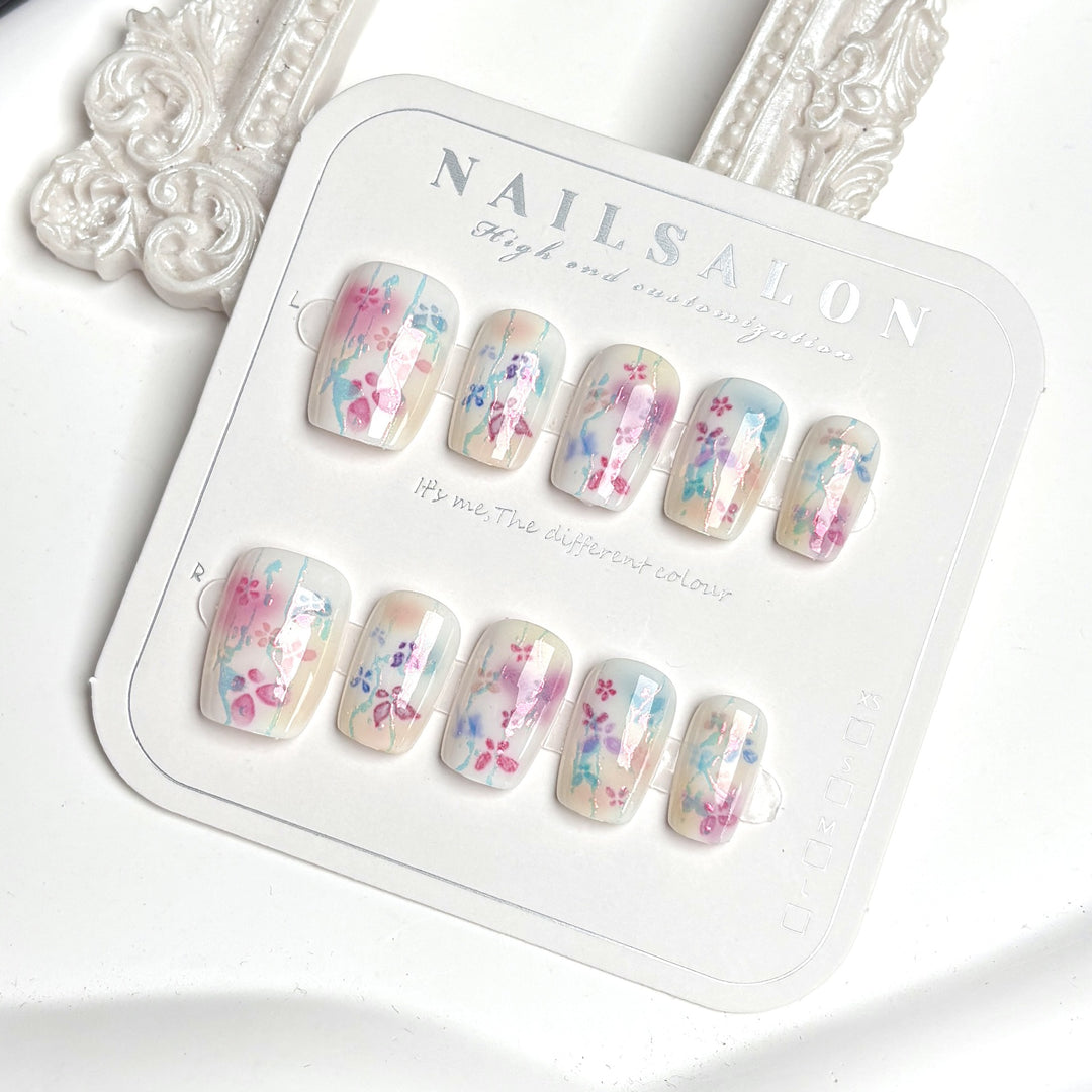 Dekoratives Florales Press-On Nagelset