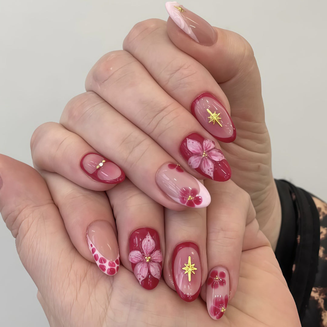 Blumen-verzierte Press-On Nail Set 1790746068
