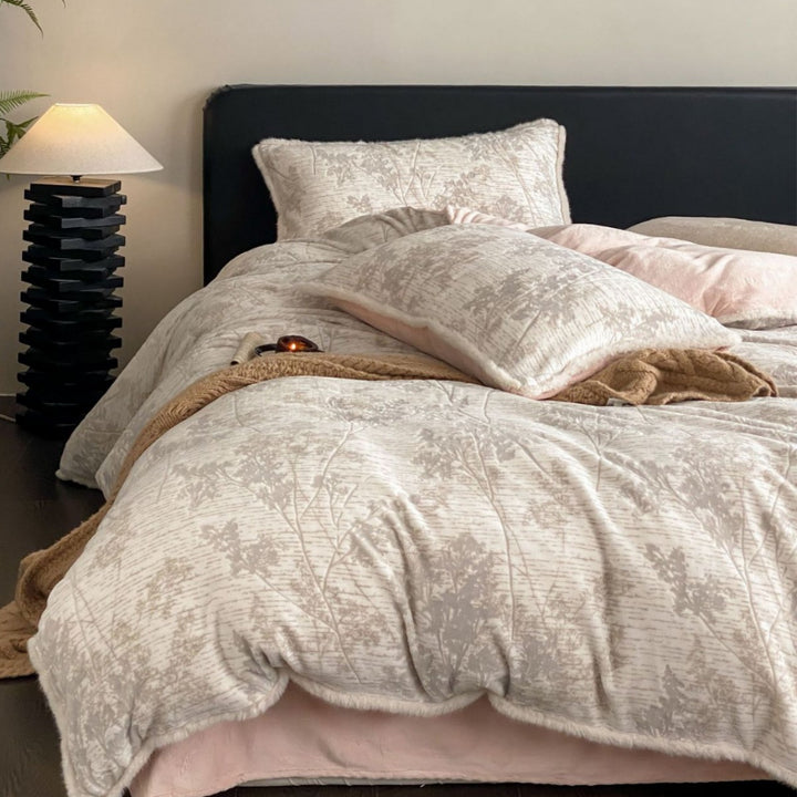 Umkehrbare Plüsch-Mikrofleece-Bettbezug-Garnitur mit Pom-Pom-Tassel-Kissenbezügen