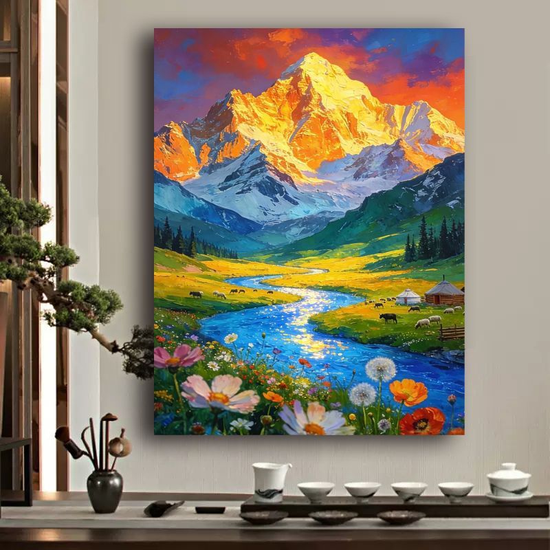 Lebendige Berglandschaft Leinwandkunst Karnz