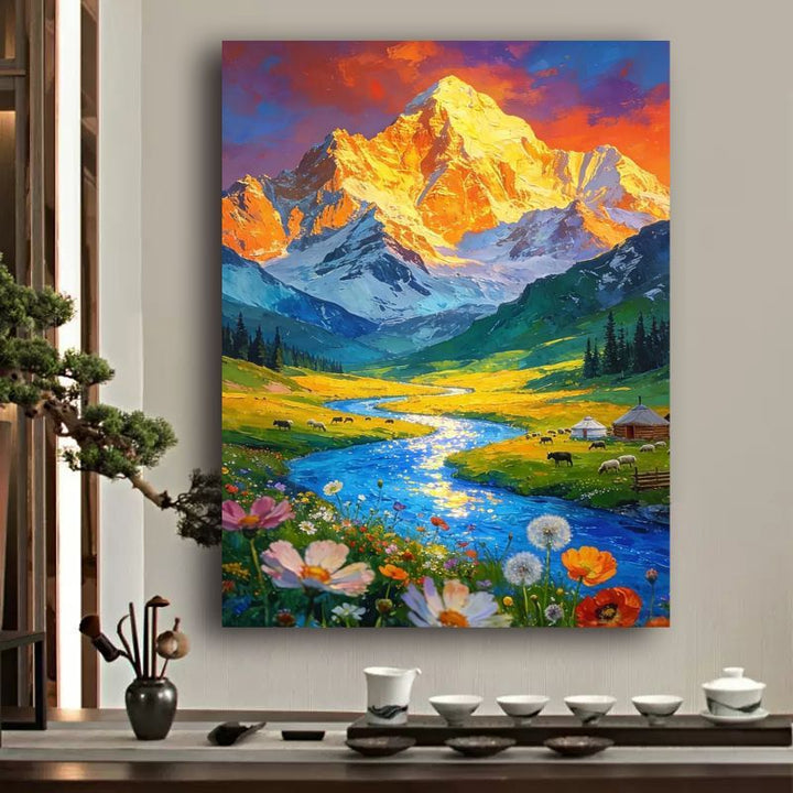 Lebendige Berglandschaft Leinwandkunst Karnz