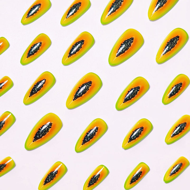 Kunstnägel Im Exotischen Papaya-Design Karnz