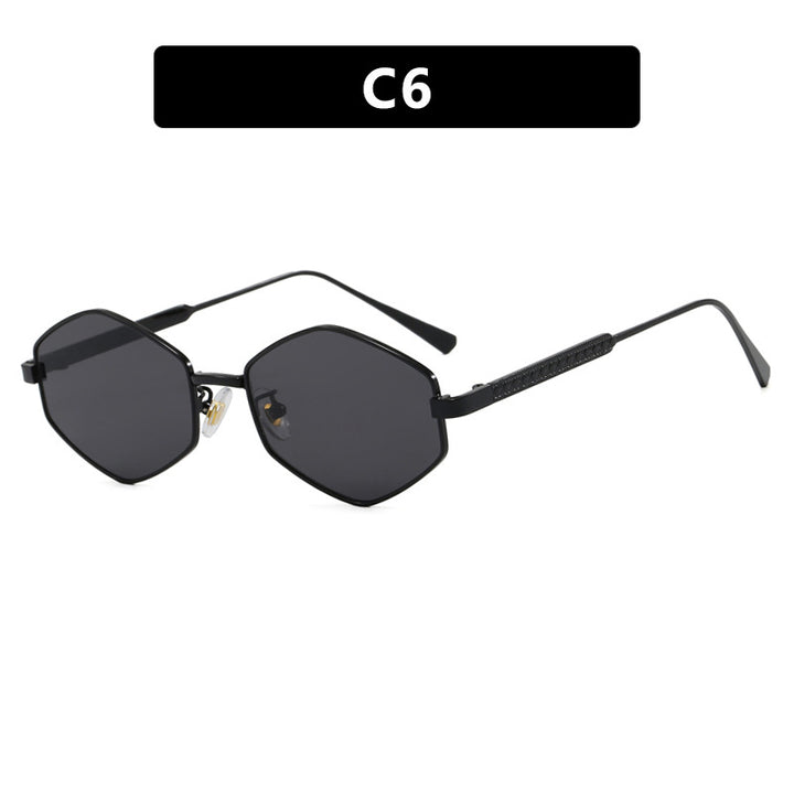 Damen hexagonale Sonnenbrille mit eleganten Metallakzenten und UV-Schutz Karnz