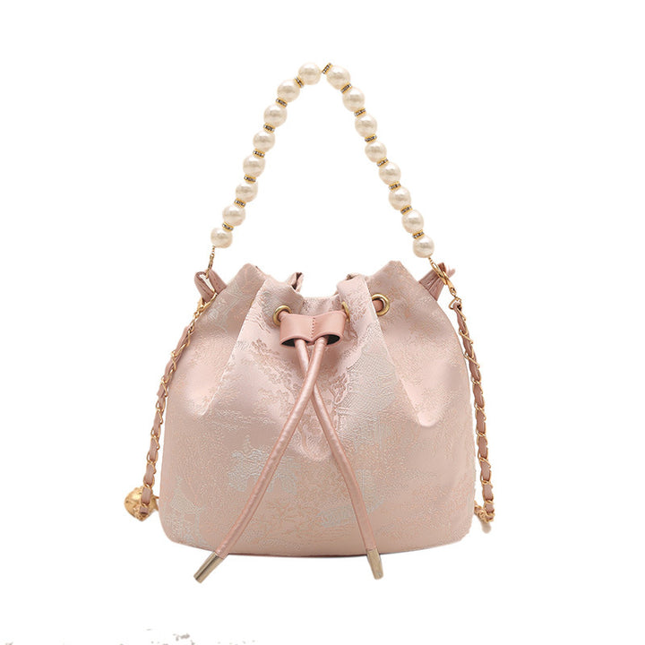 Elegante Blumenmuster-Zugband-Eimer-Tasche Karnz