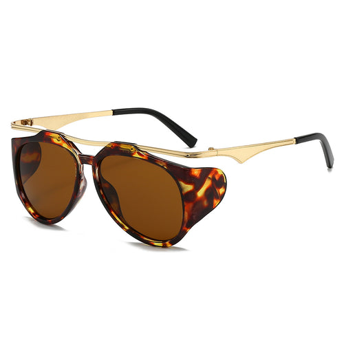 Damen Modische Sport-Sonnenbrille mit Oversized-Rahmen und goldenen Akzenten Karnz