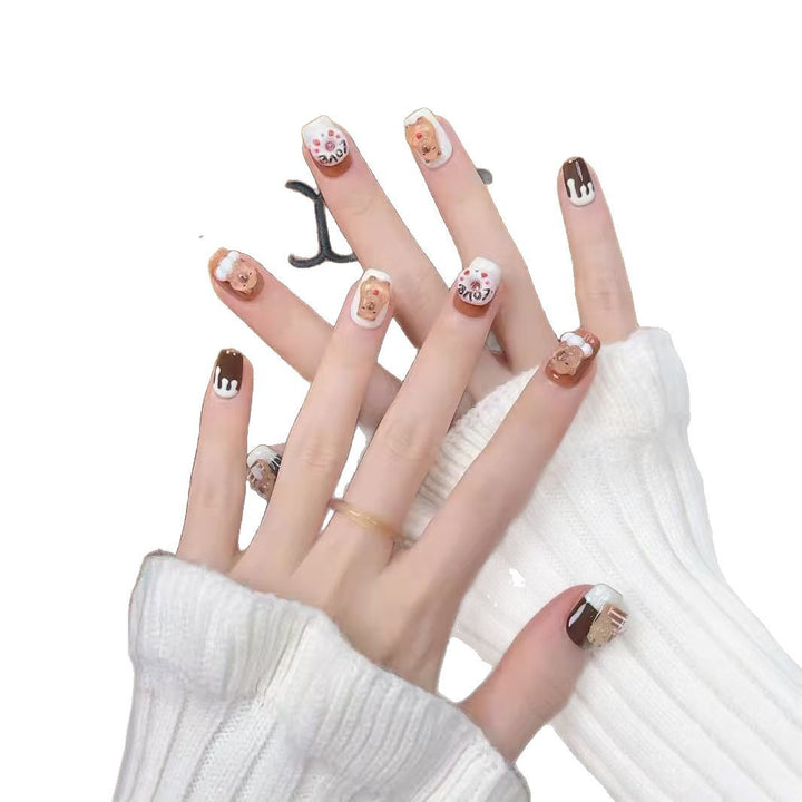 Themenbezogenes Press-On Nagelkunstset mit niedlichen Bärenmotiven Karnz