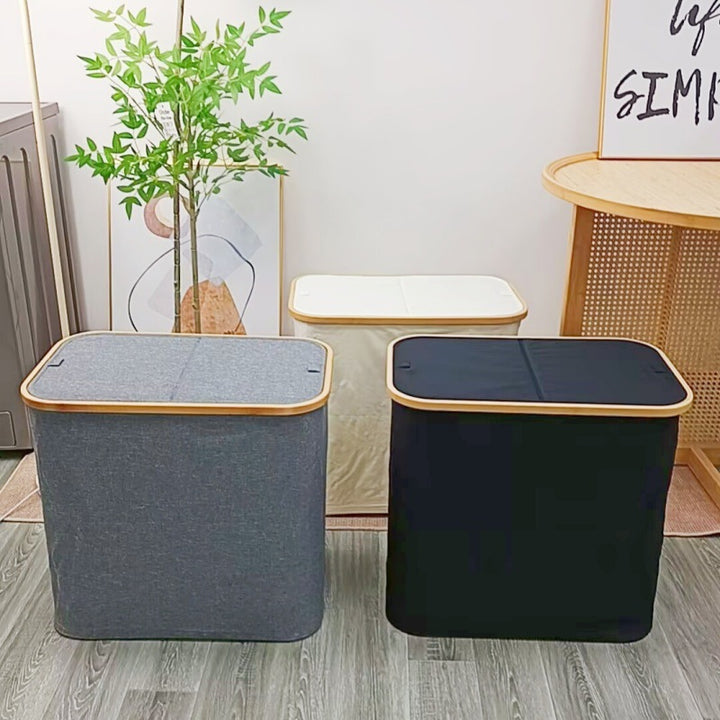 Eleganter Wäschekorb mit Bambusdeckel Karnz