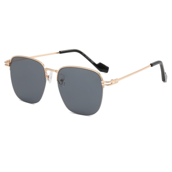 Damen Designer-Brille mit quadratischem Rahmen und glänzender Metallstruktur Karnz