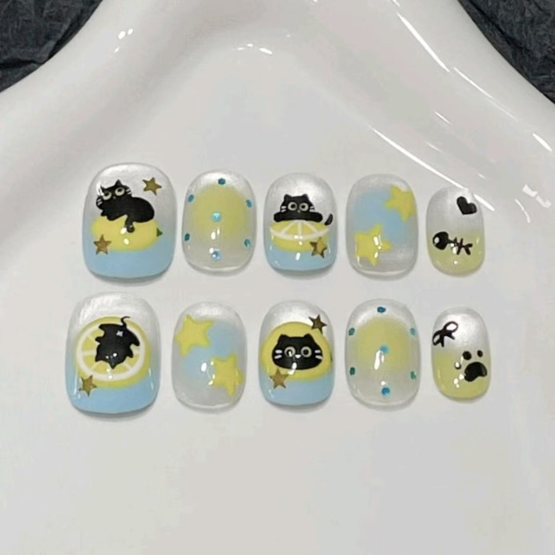 Verspielt Charakter Press-On Nagelkunst Set Karnz