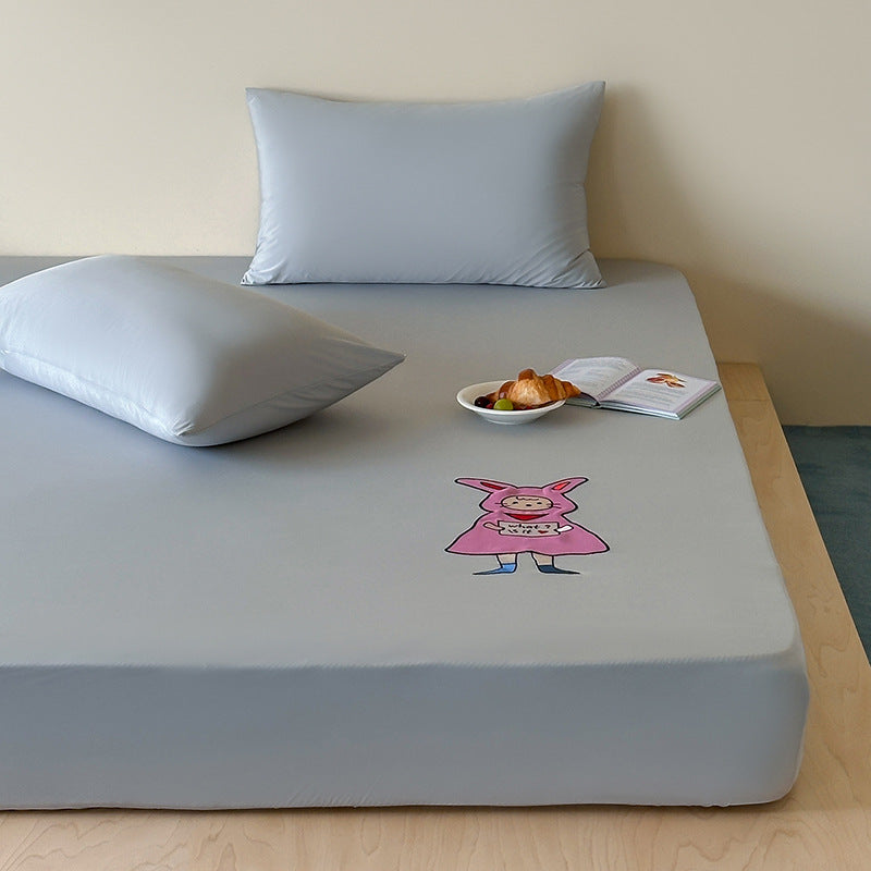 Spannbettlaken mit niedlichem Katzen-Print und elastischem Rundumgummi