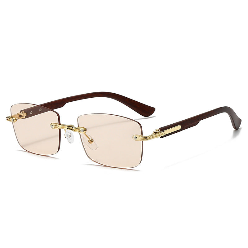Damen modische quadratische Sonnenbrille mit eleganten Holzakzenten Karnz
