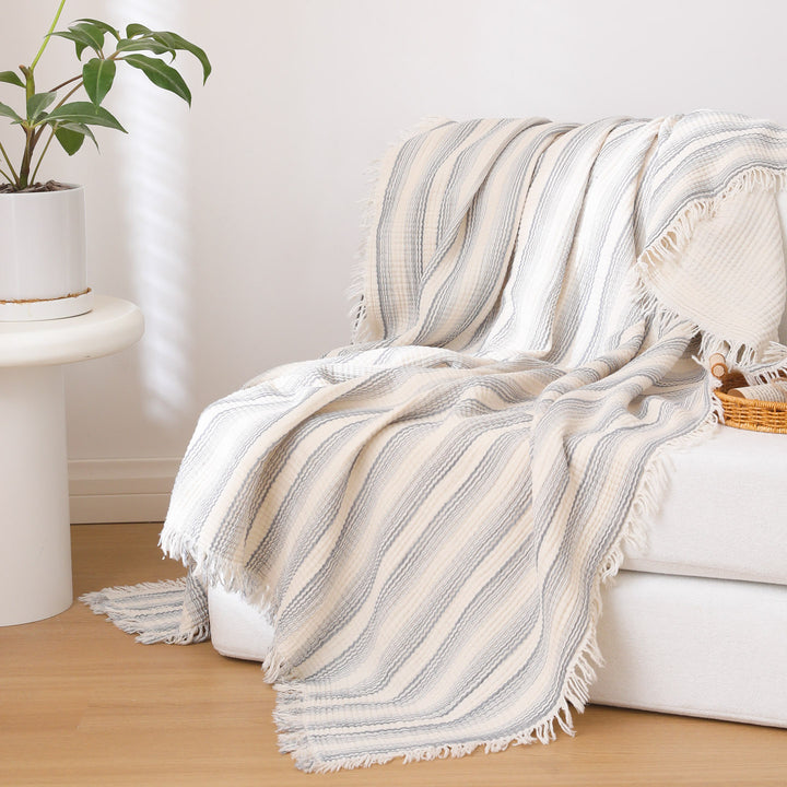 Damen moderne und stilvolle Waffelstruktur Plaid Decke Karnz