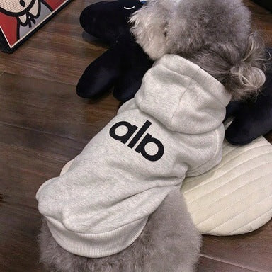 Kleine Hund Baumwollmischung Kapuzenpullover Sweatshirt mit gerippten Bündchen und Logo-Druck