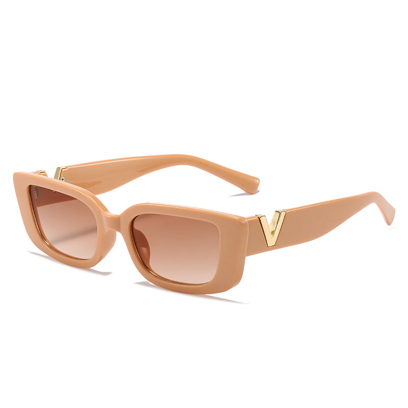 Damen modische quadratische Sonnenbrille mit luxuriösem Rahmen und goldenen Akzenten Karnz
