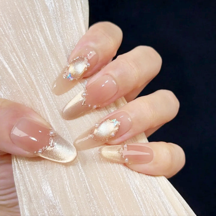Kunstnagelset mit elegantem Gold-Glitzer-Design Karnz