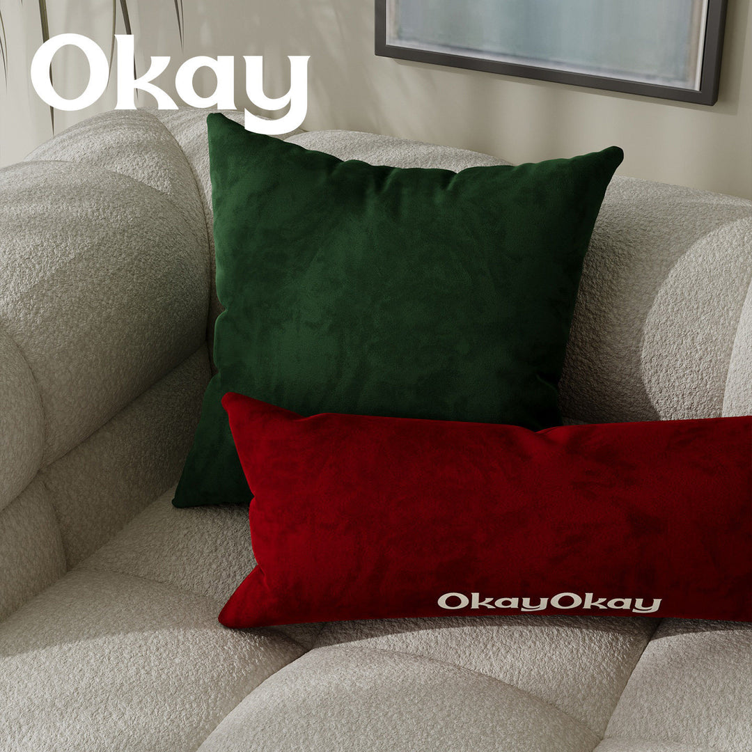 Rectangular Velvet Lumbar Pillow Cover with Hidden Zipper and Embroidered Slogan