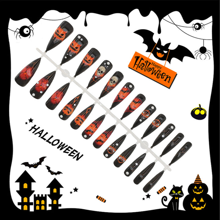 Halloween Kunstnagelset mit kreativen Geister- und Kürbisdesigns Karnz