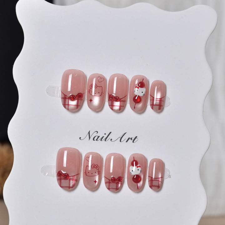 Verspielte Charakter Press-On Nagelkunst Karnz