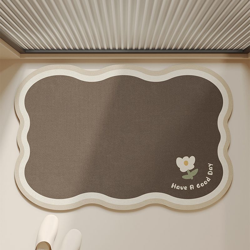 Cloud-Shaped Low-Pile Absorbent Floor Mat with Non-Slip Backing and Flower Print