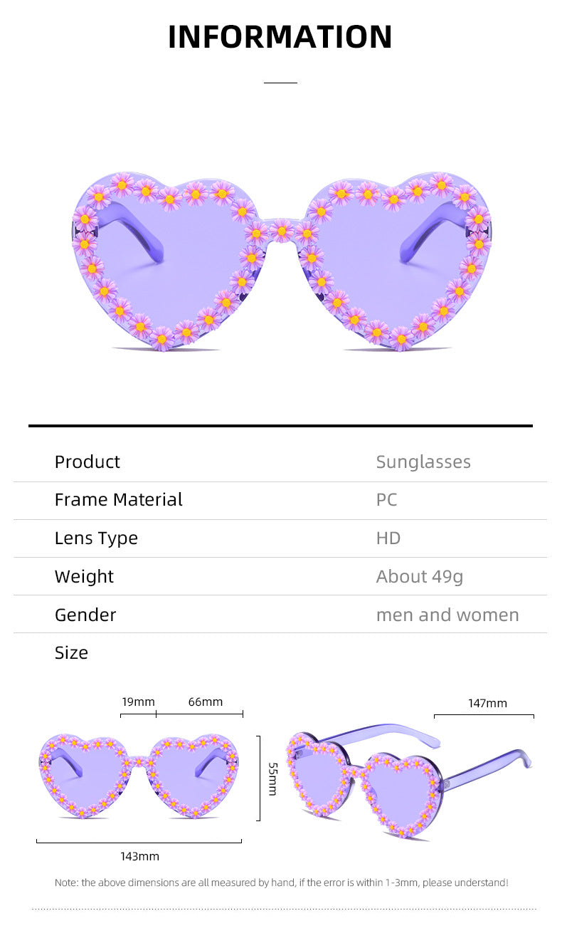 Damen Liebesförmige Sonnenbrille mit floralen Verzierungen Karnz
