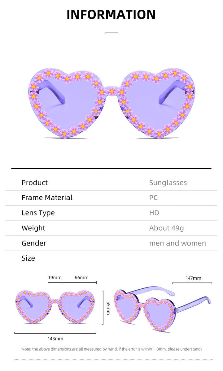 Damen Liebesförmige Sonnenbrille mit floralen Verzierungen Karnz