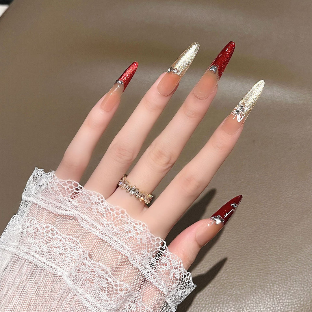 Premium dekorative Stiletto Press-On Nägel Karnz