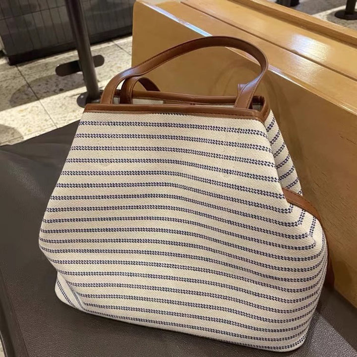 Gestreifter Canvas Tote Bag Karnz