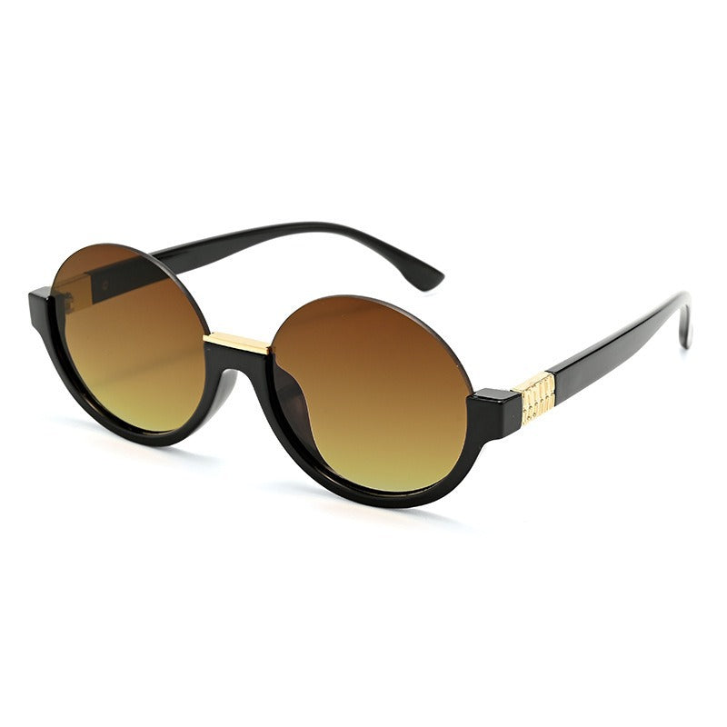 Damen moderne runde Sonnenbrille mit eleganten Akzenten und UV-Schutz Karnz