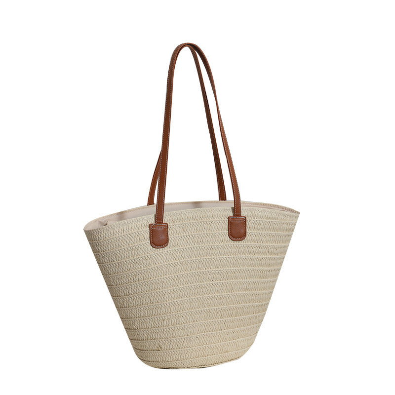 Damen Geräumige Strandtasche aus geflochtenem Naturmaterial Karnz