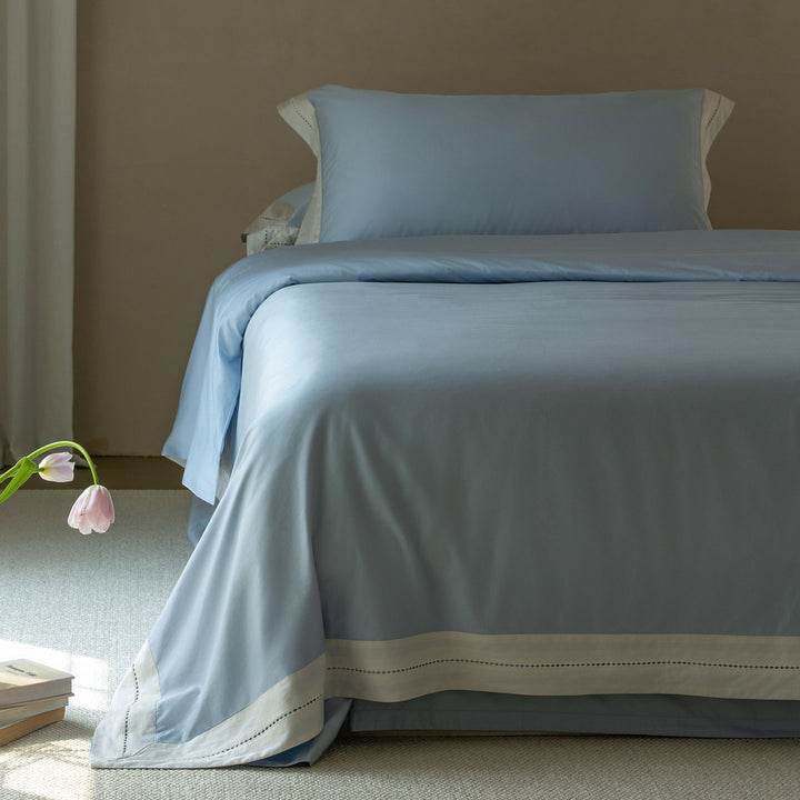 Baumwoll-Satin Bettbezug Set mit Kontrastsaum, tiefen Ecken & Oxford Kissenbezügen